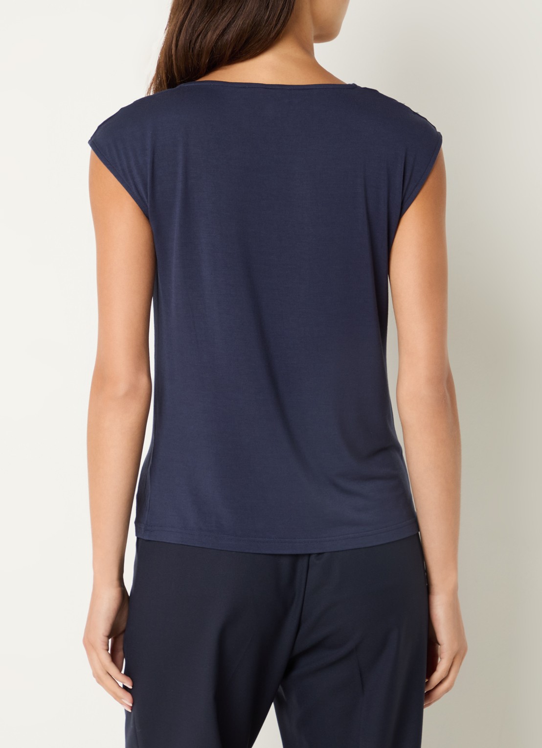Rosemunde Blarritz mouwloze top met gedrapeerd detail - achterkant 4 donkerblauw