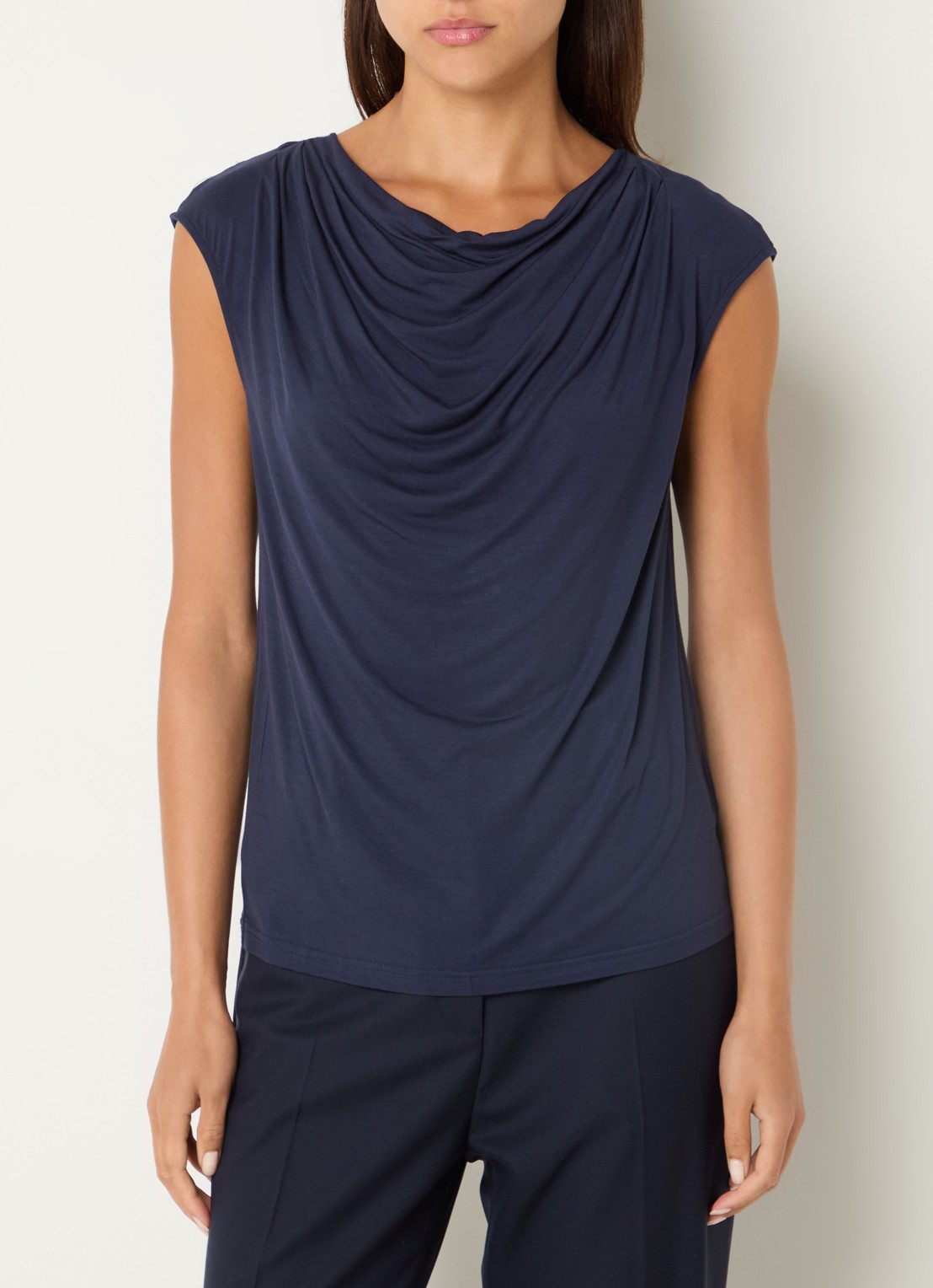 Rosemunde Blarritz mouwloze top met gedrapeerd detail - detail donkerblauw