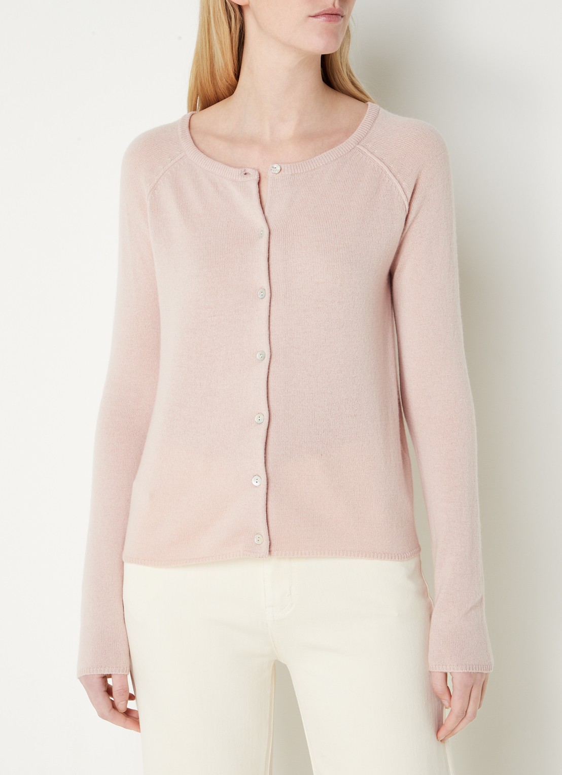 Rosemunde Fijngebreid vest in kasjmierblend  - detail oudroze