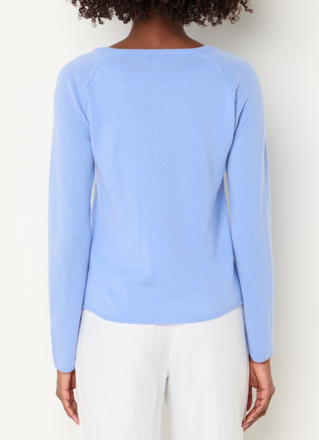 Rosemunde Fijngebreid vest in kasjmierblend  - achterkant blauw