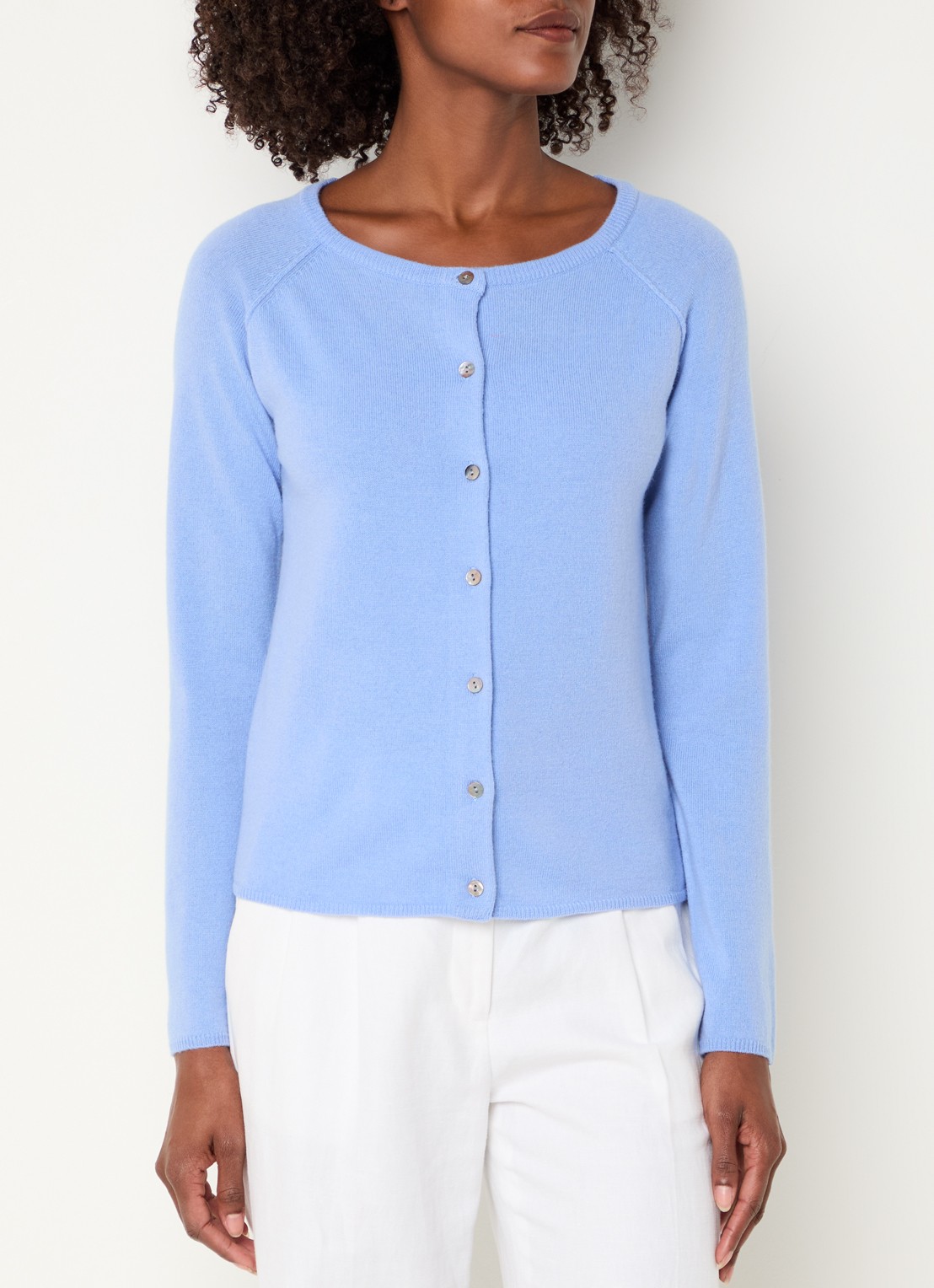 Rosemunde Fijngebreid vest in kasjmierblend  - detail 4 blauw