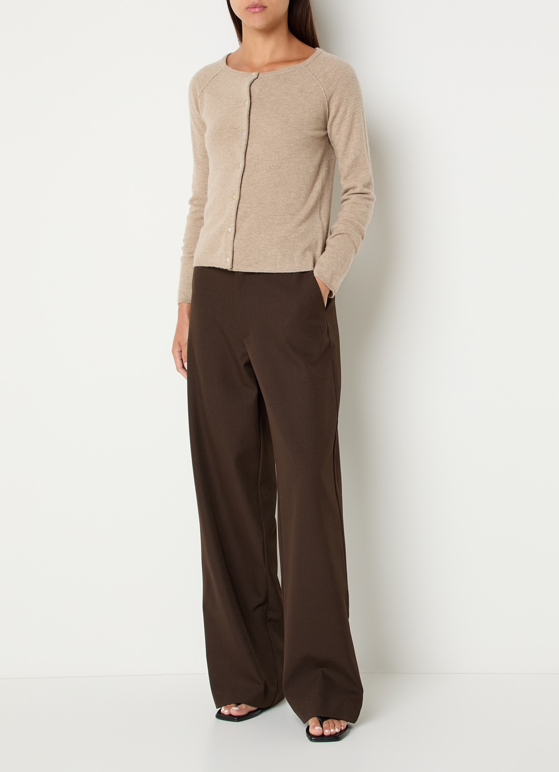 Rosemunde Fijngebreid vest in kasjmierblend  - voorkant 3 beige
