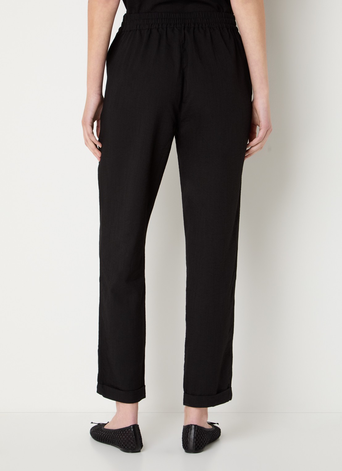Rosemunde RMWTalia high waist slim fit cropped broek met steekzakken - achterkant zwart