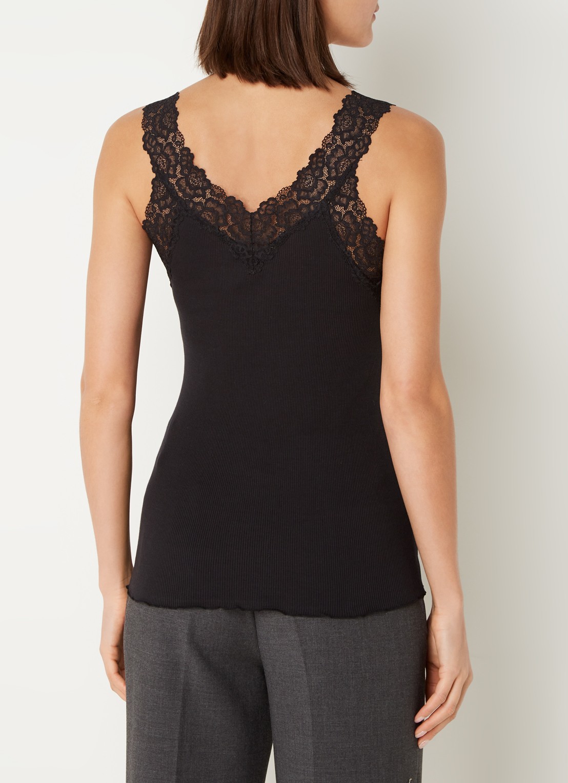 Rosemunde Tanktop met kant en structuur - achterkant 4 zwart