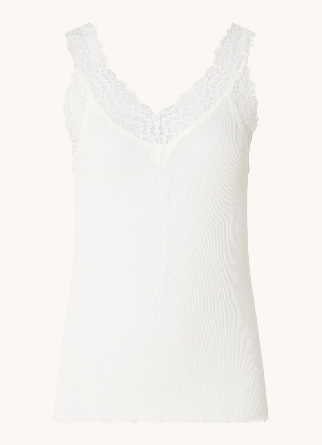 Rosemunde Tanktop met kant en structuur - voorkant wit