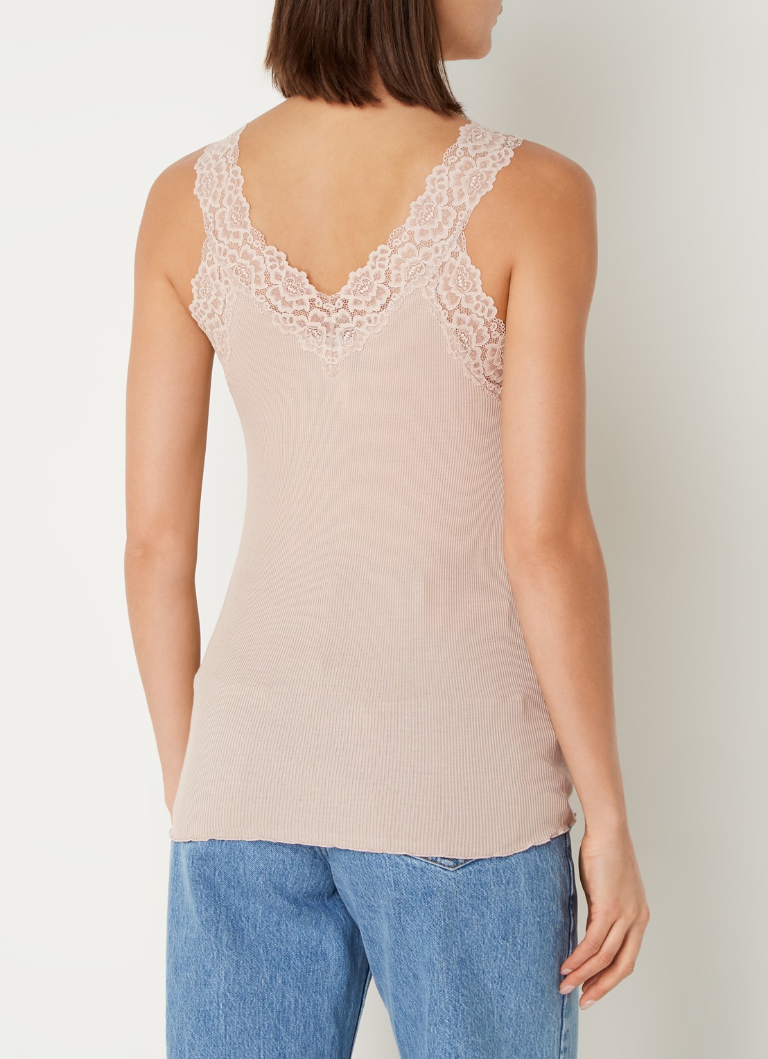 Rosemunde Tanktop met kant en structuur - achterkant 2 oudroze