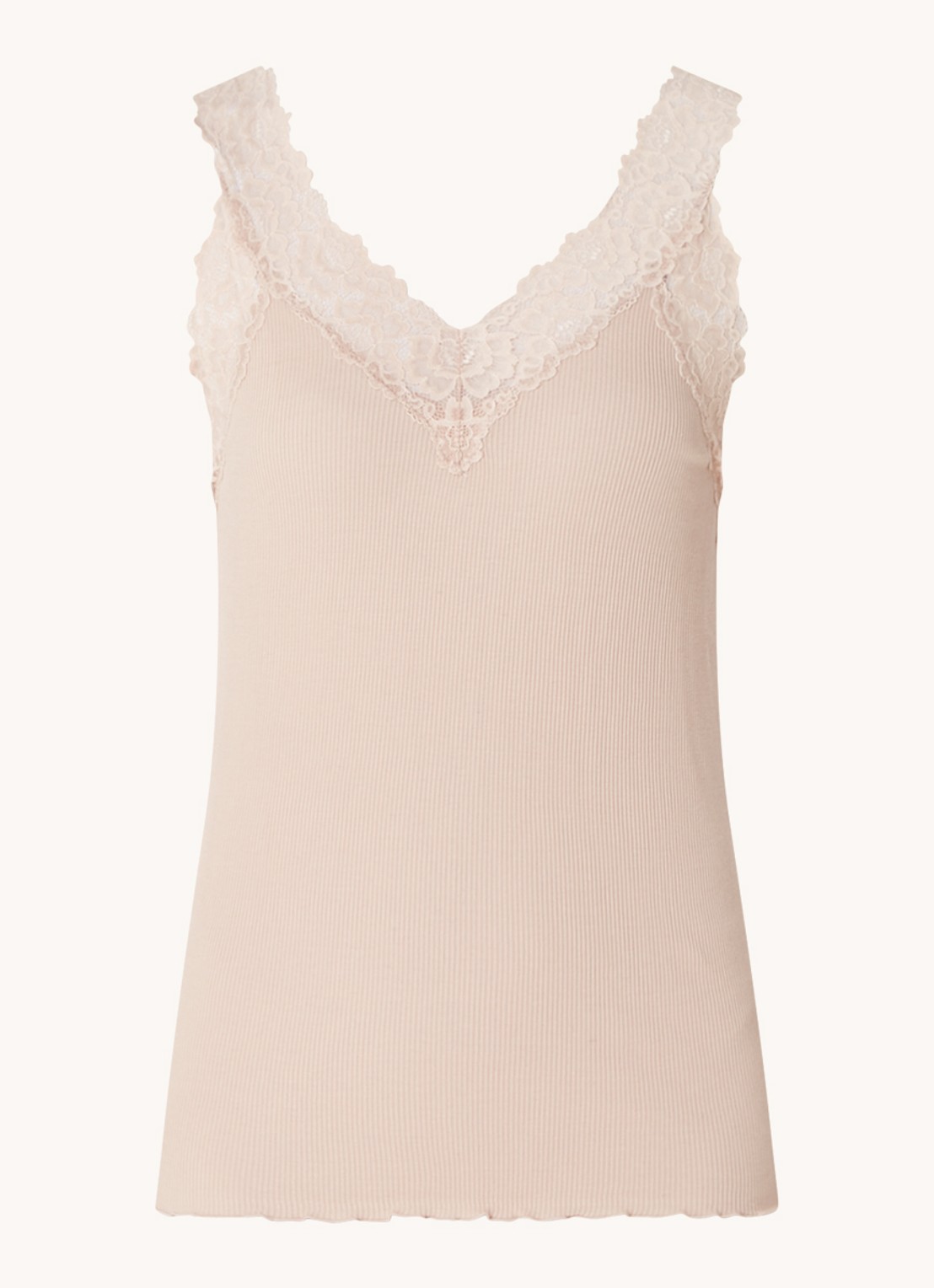 Rosemunde Tanktop met kant en structuur - voorkant 3 oudroze