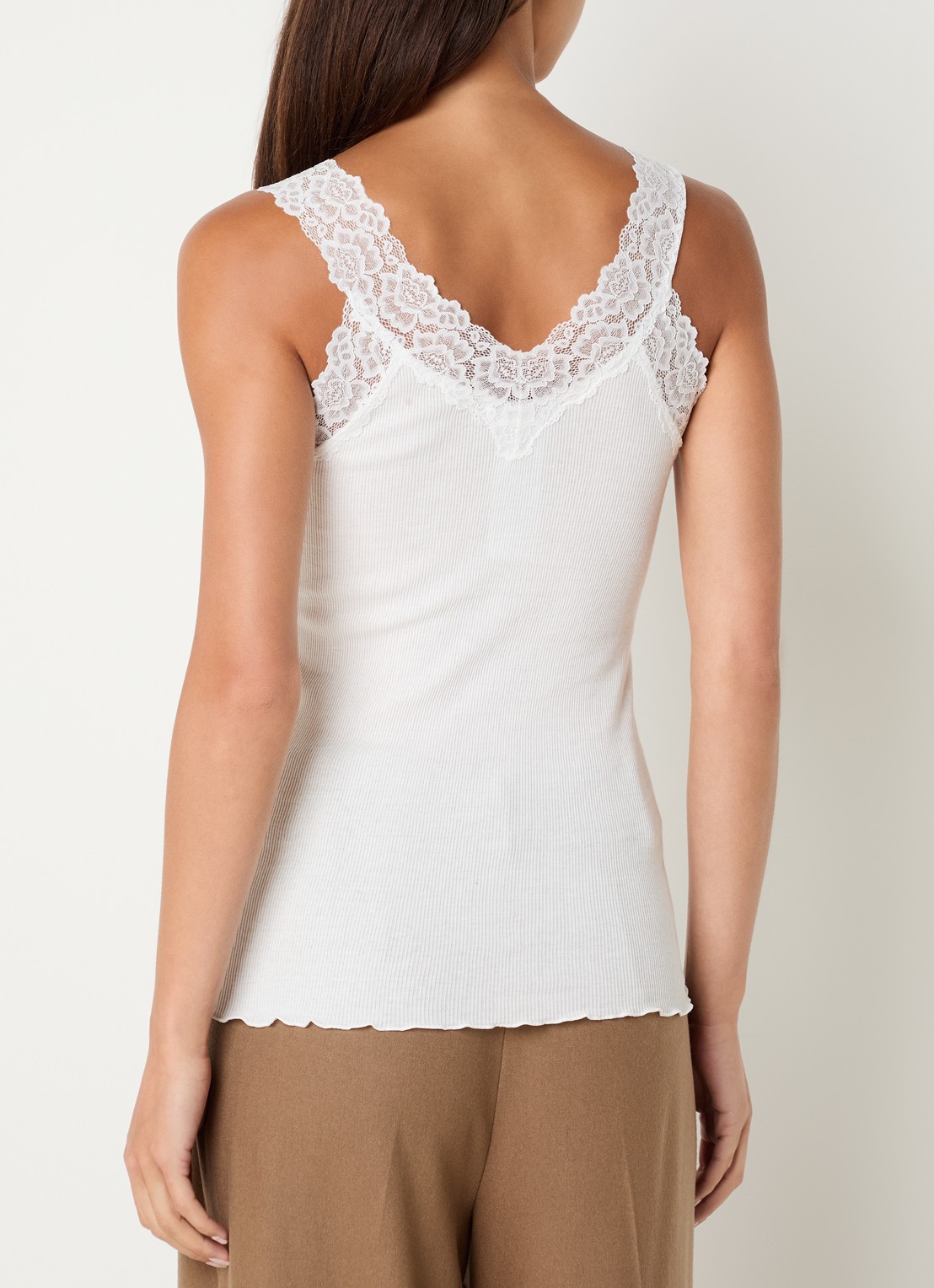 Rosemunde Tanktop met kant en structuur - achterkant 3 gebroken wit