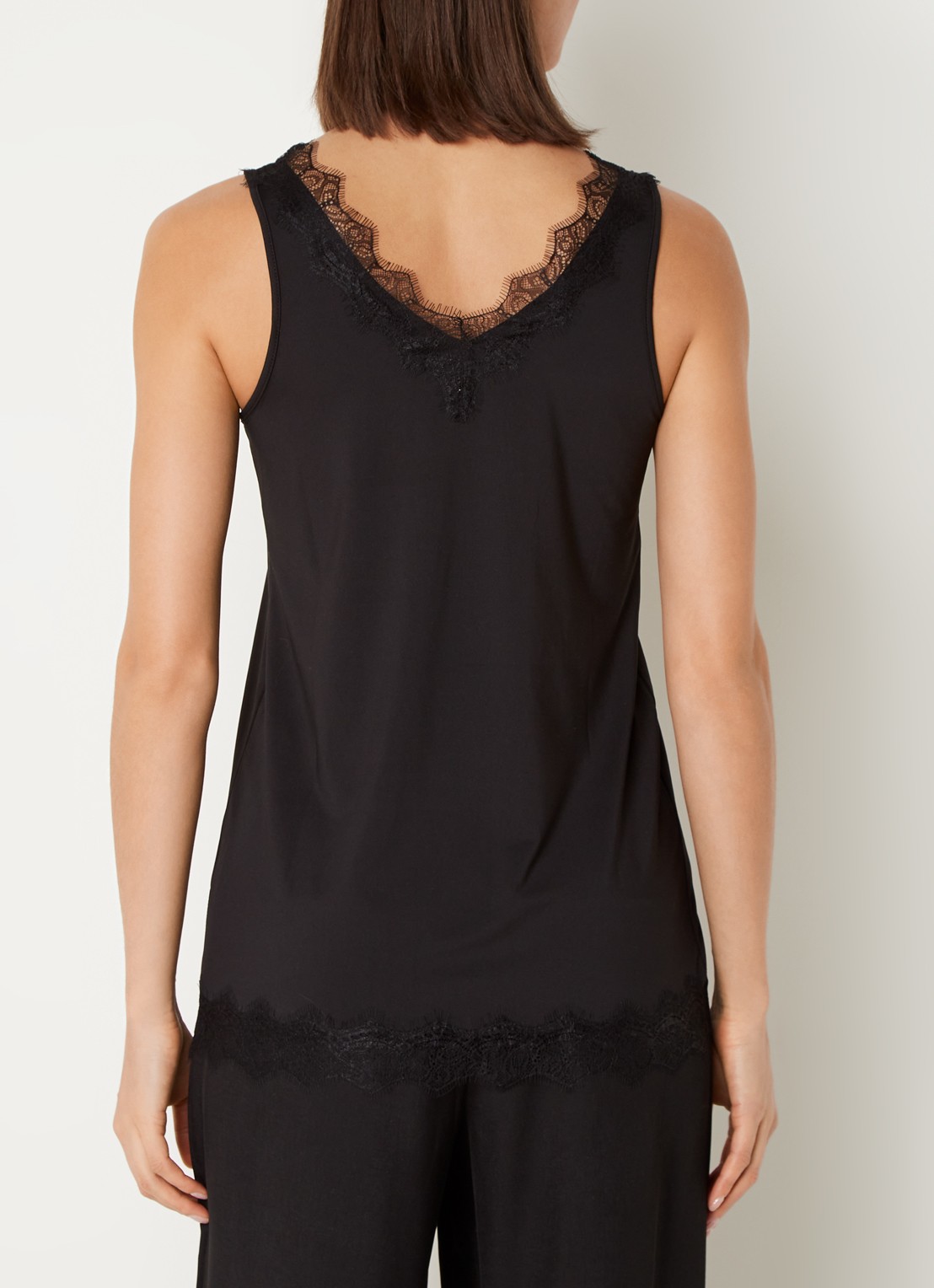 Rosemunde Tanktop met V-hals en kant - achterkant 2 zwart