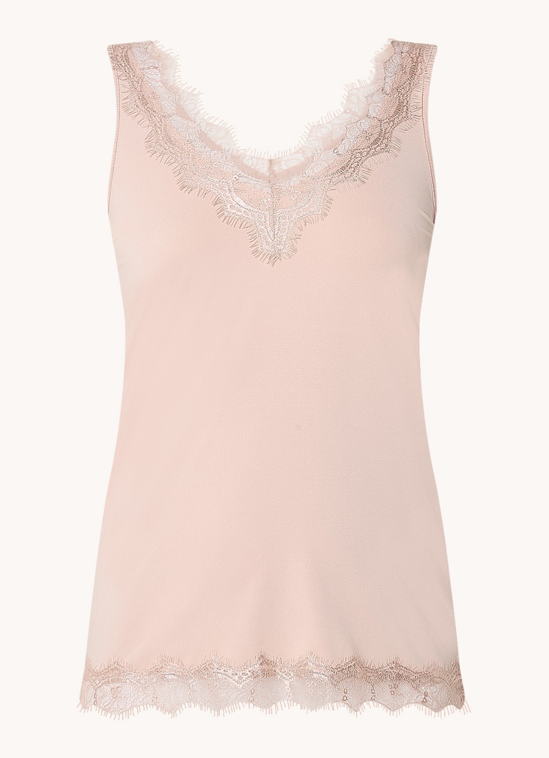 Rosemunde Tanktop met V-hals en kant - voorkant 3 lichtroze