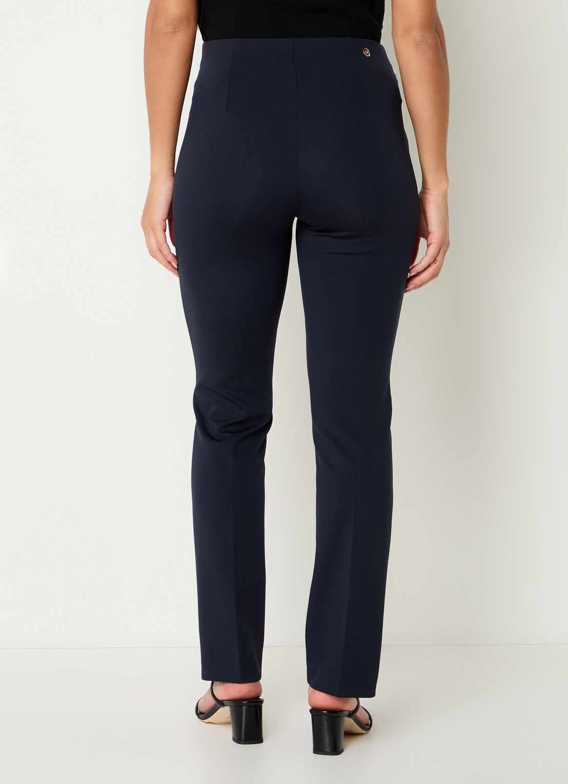 Rosner Studio Alisa high waist slim fit pantalon met persplooi - achterkant donkerblauw