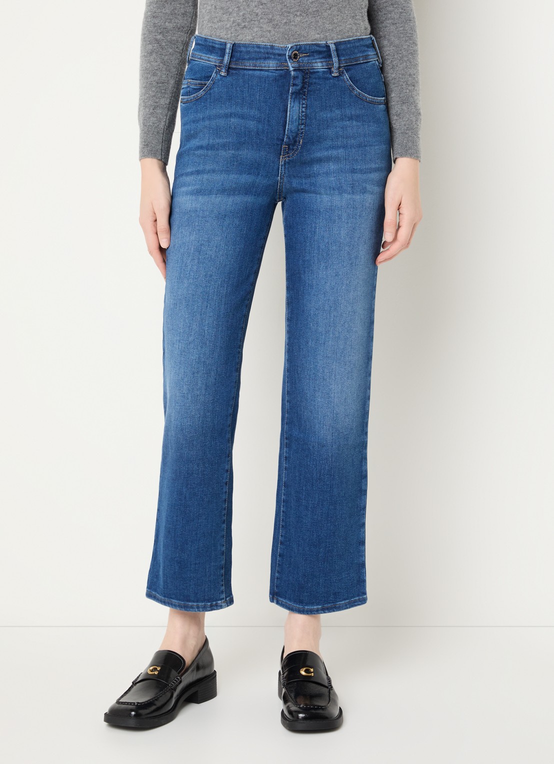 Rosner Studio Aubrey high waist slim fit jeans met steekzakken - detail 2 donkerblauw