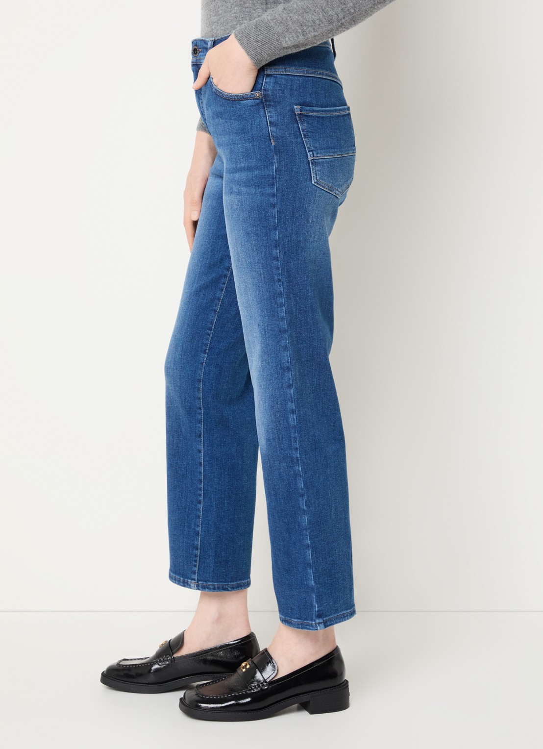 Rosner Studio Aubrey high waist slim fit jeans met steekzakken - detail 3 donkerblauw