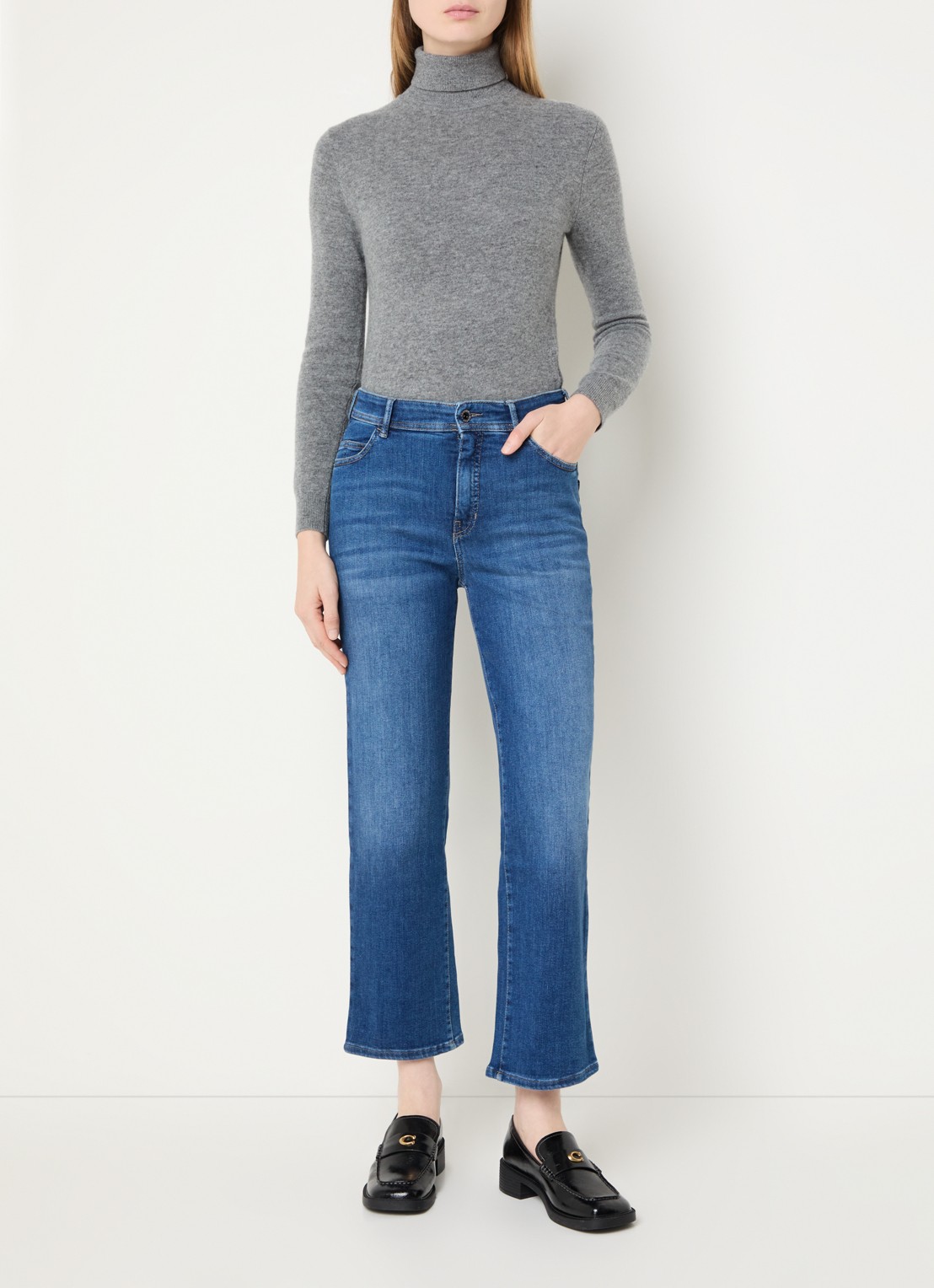Rosner Studio Aubrey high waist slim fit jeans met steekzakken - voorkant 5 donkerblauw