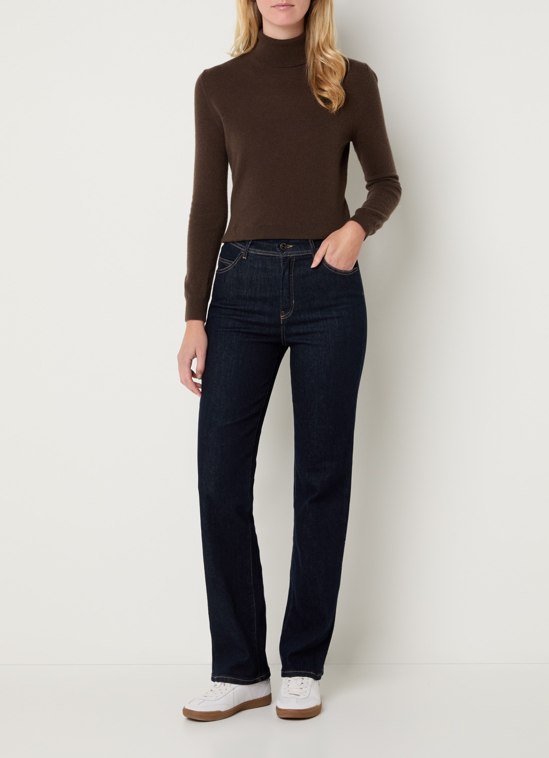 Rosner Studio Aubrey high waist slim fit jeans met steekzakken - voorkant 5 indigo
