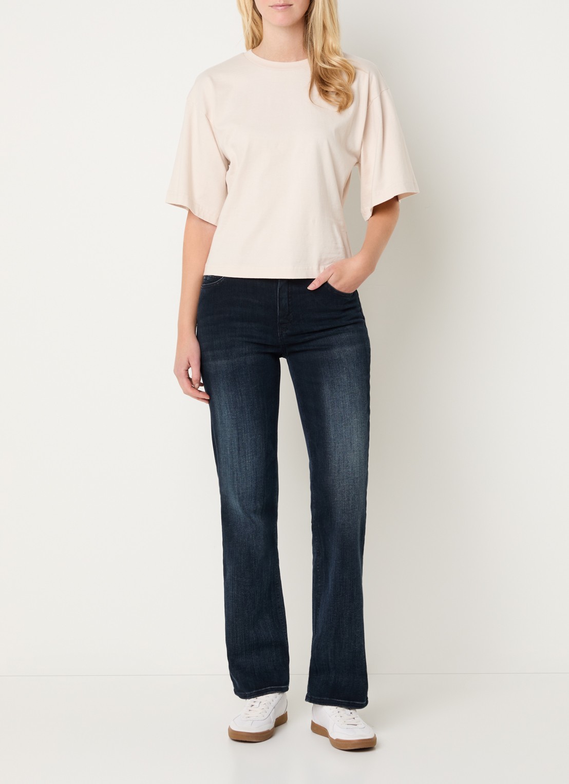 Rosner Studio Aubrey high waist slim fit jeans met steekzakken - voorkant 3 donkerblauw
