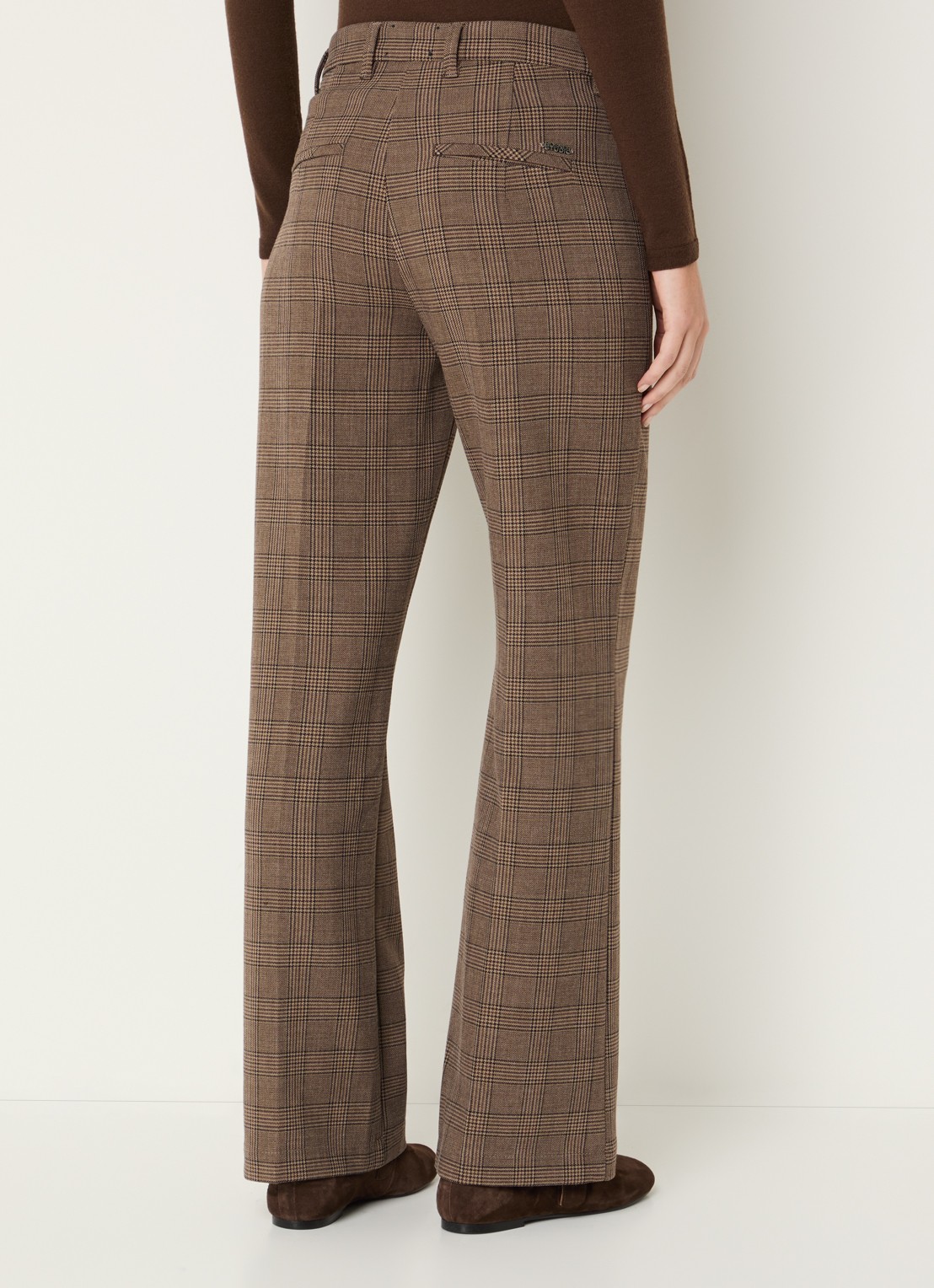 Rosner Studio Audrey high waist bootcut fit pantalon met ruitdessin - achterkant 2 bruin