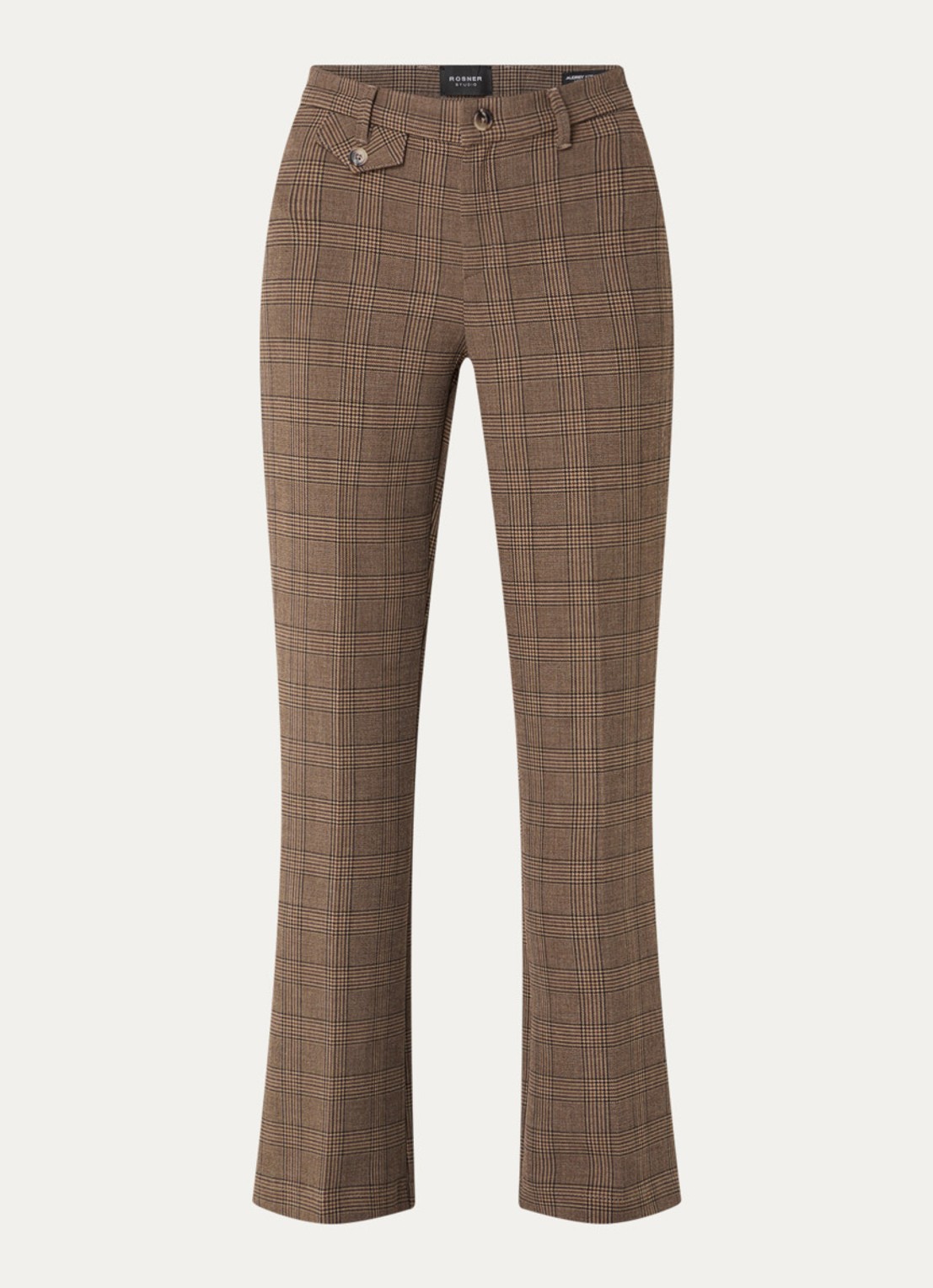 Rosner Studio Audrey high waist bootcut fit pantalon met ruitdessin - voorkant 3 bruin