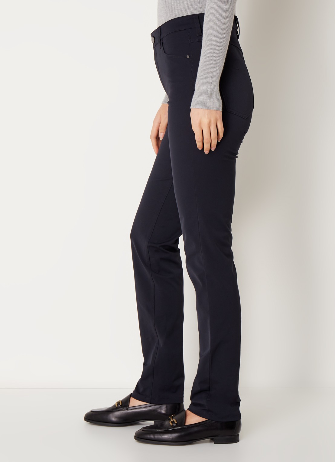 Rosner Studio Audrey high waist slim fit broek met stretch - detail 2 donkerblauw