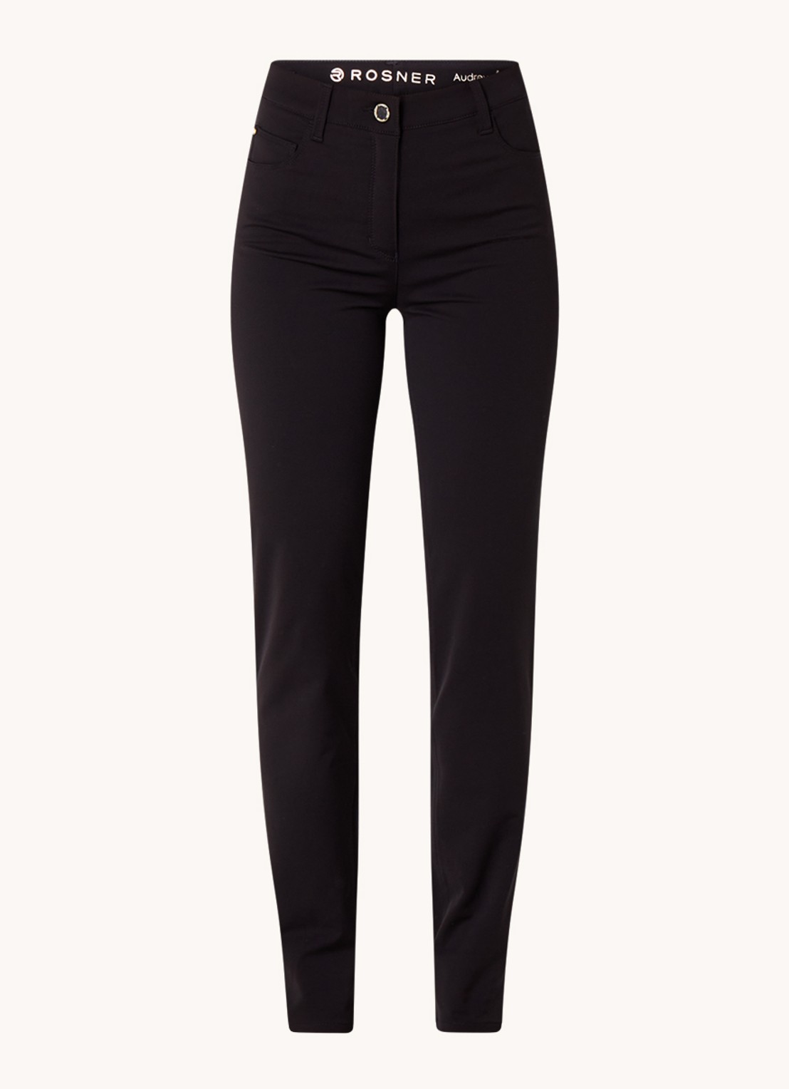 Rosner Studio Audrey high waist slim fit broek met stretch - voorkant zwart