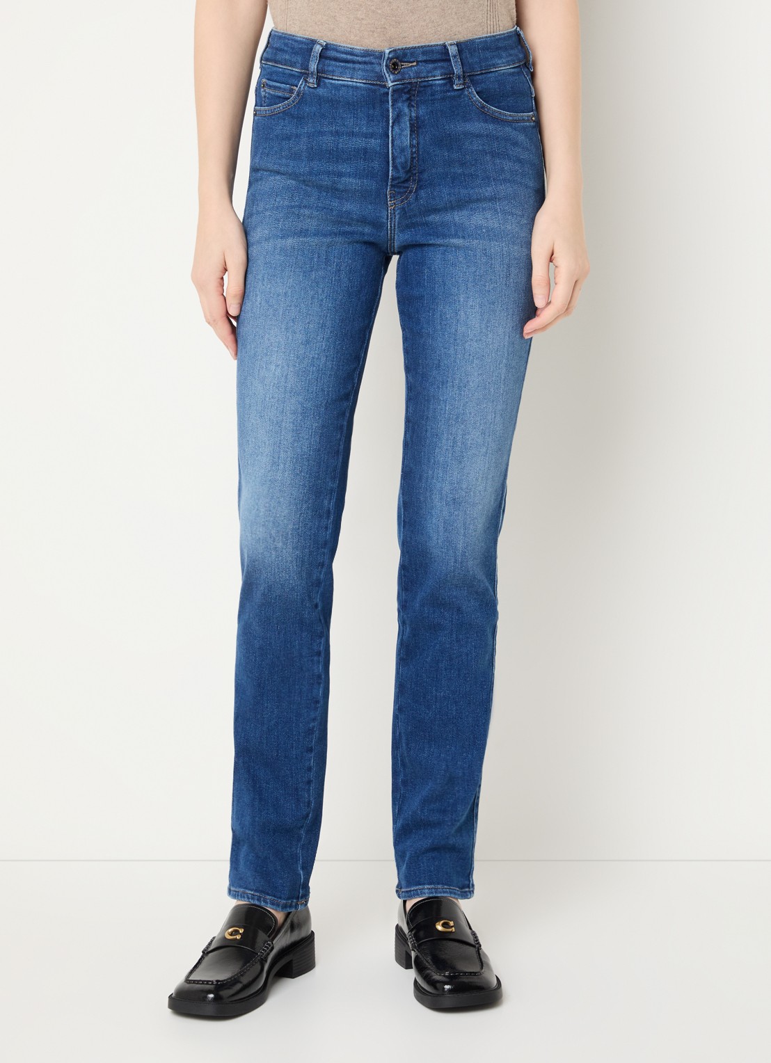 Rosner Studio Audrey high waist slim fit jeans met steekzakken - detail 2 donkerblauw