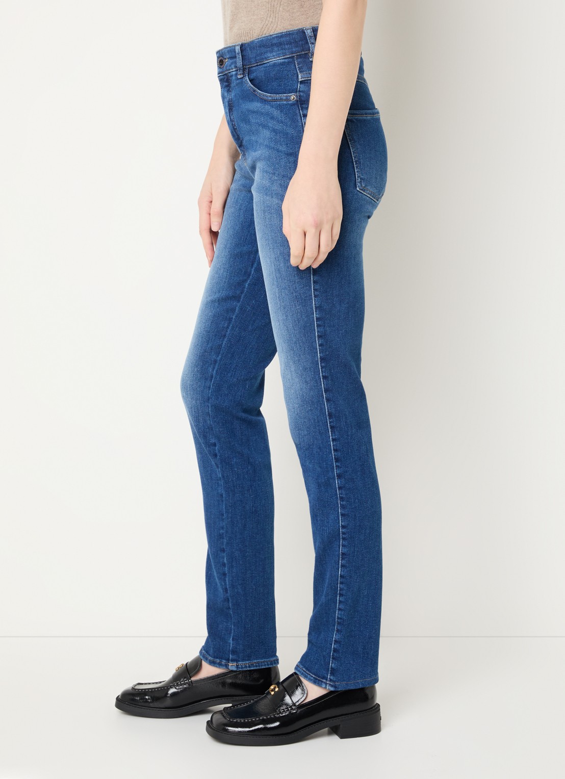 Rosner Studio Audrey high waist slim fit jeans met steekzakken - detail 3 donkerblauw