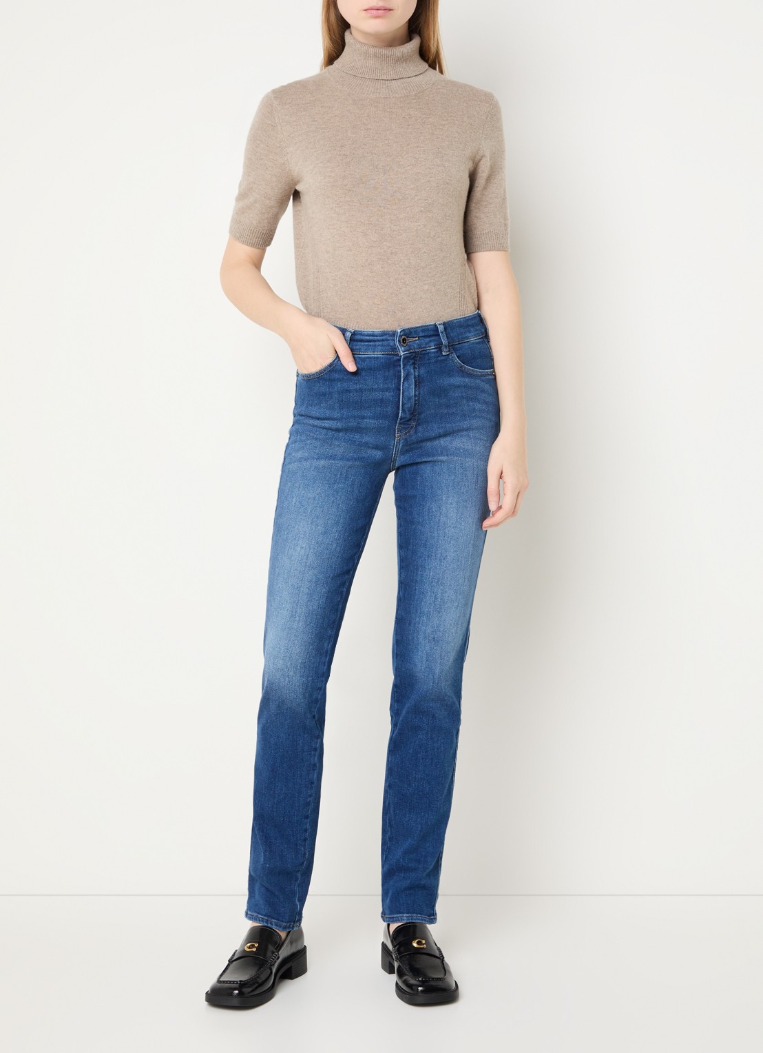 Rosner Studio Audrey high waist slim fit jeans met steekzakken - voorkant 5 donkerblauw
