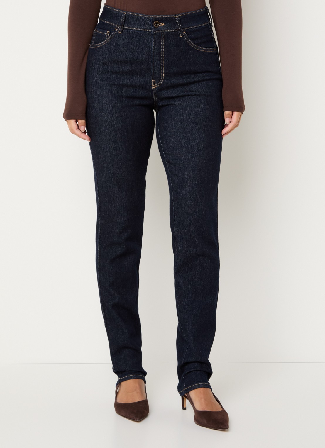 Rosner Studio Audrey high waist slim fit jeans met steekzakken - detail 2 donkerblauw
