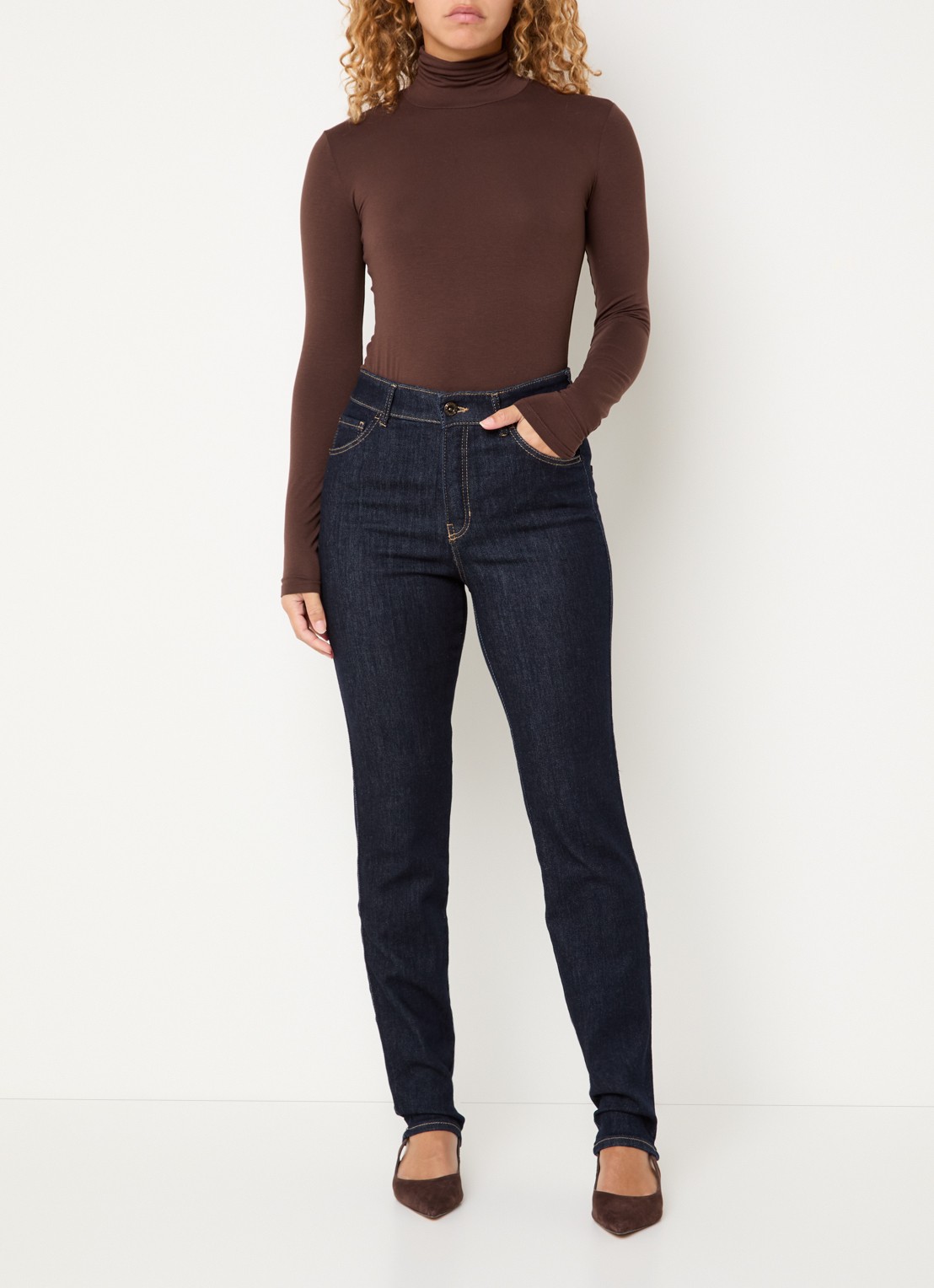 Rosner Studio Audrey high waist slim fit jeans met steekzakken - voorkant 5 donkerblauw