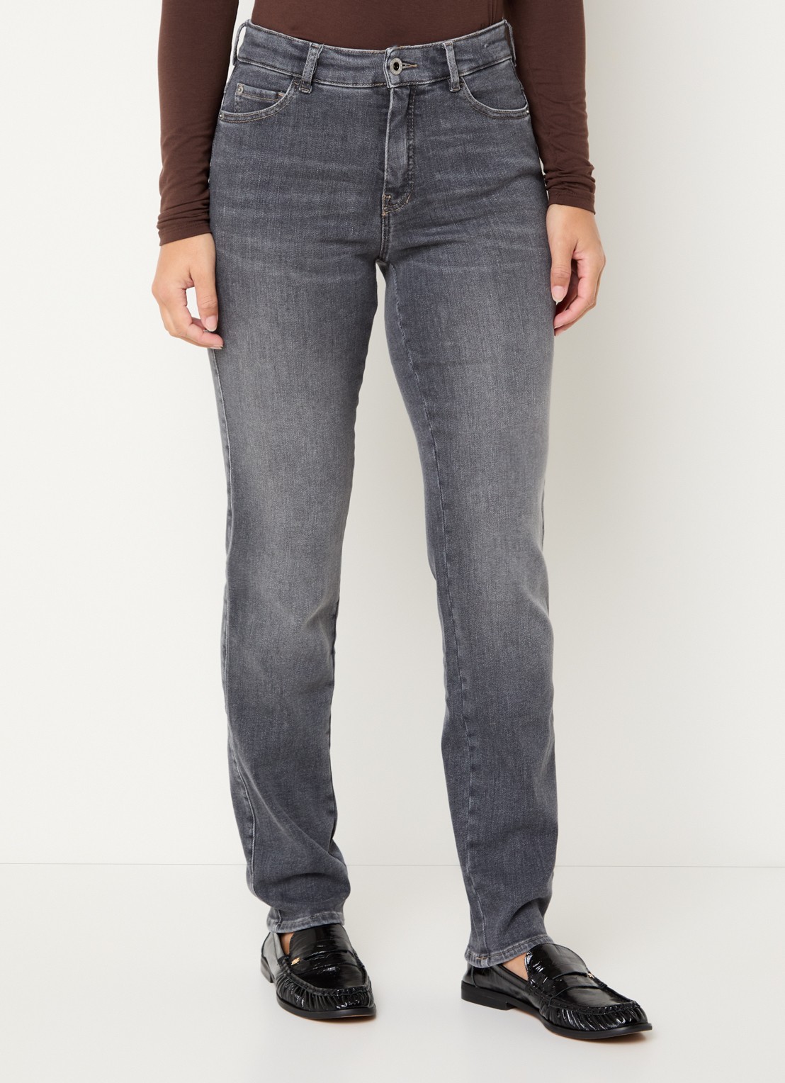 Rosner Studio Audrey high waist slim fit jeans met steekzakken - detail 2 middengrijs
