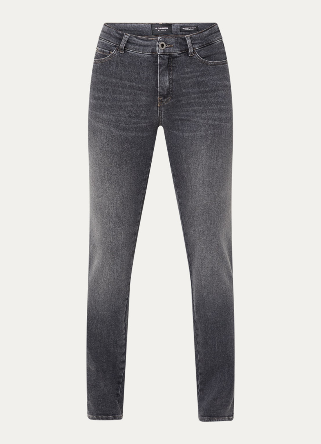 Rosner Studio Audrey high waist slim fit jeans met steekzakken - voorkant 4 middengrijs