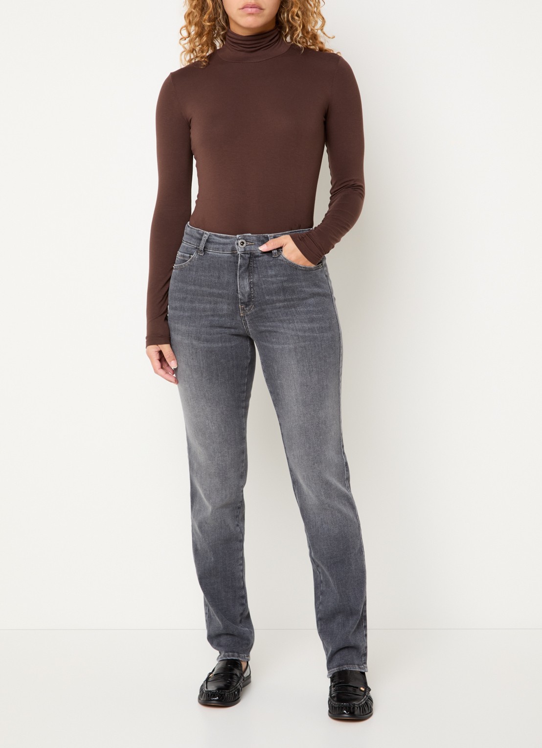 Rosner Studio Audrey high waist slim fit jeans met steekzakken - voorkant 5 middengrijs