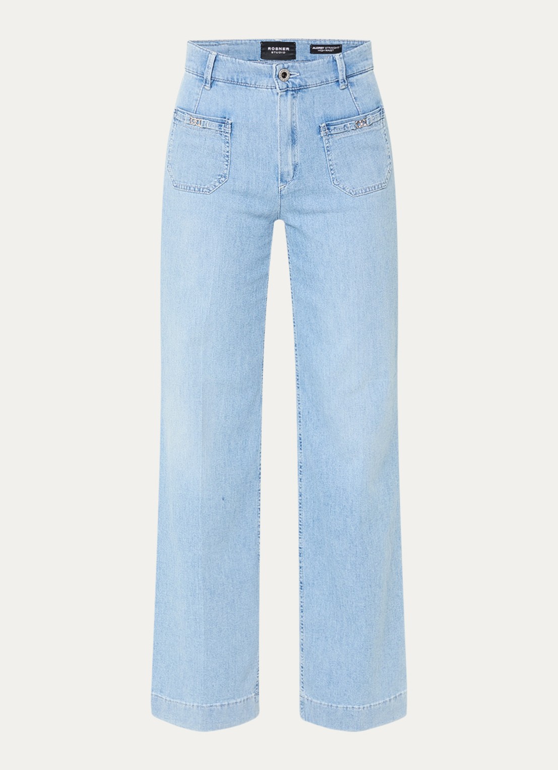 Rosner Studio Audrey high waist straight leg jeans met opgestikte zakken - voorkant 3 indigo