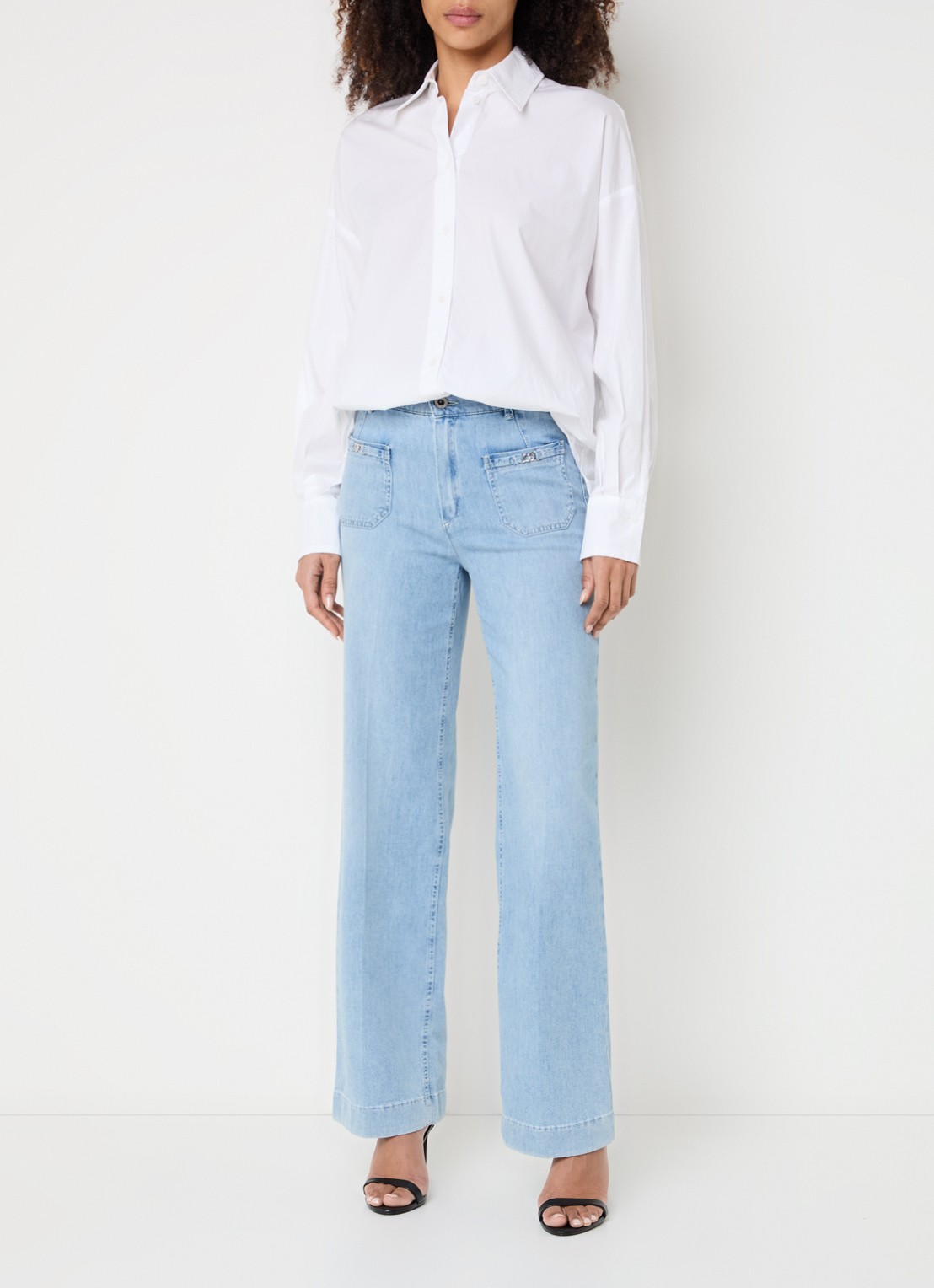 Rosner Studio Audrey high waist straight leg jeans met opgestikte zakken - voorkant 4 indigo