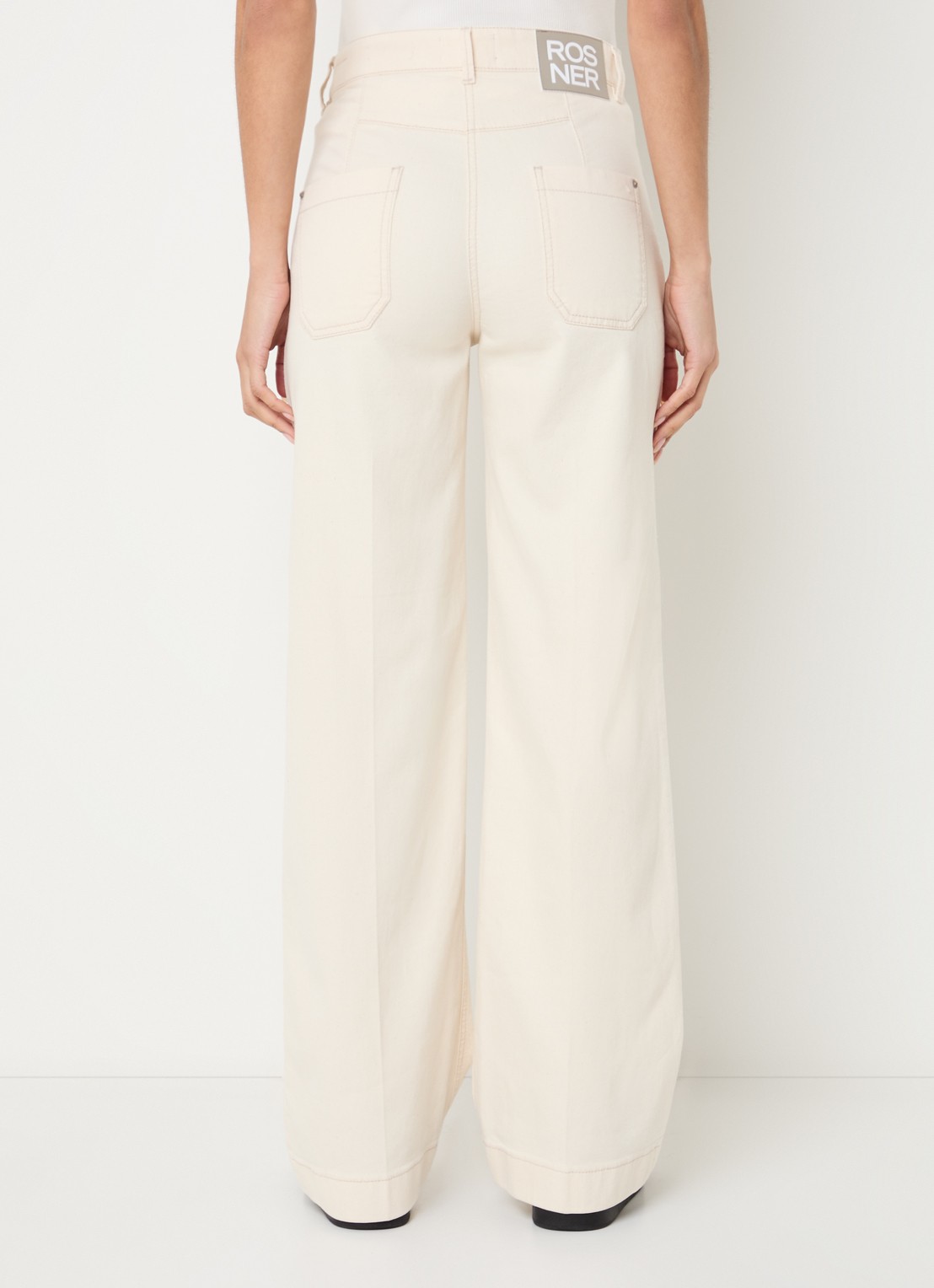 Rosner Studio Audrey high waist straight leg jeans met opgestikte zakken - achterkant creme