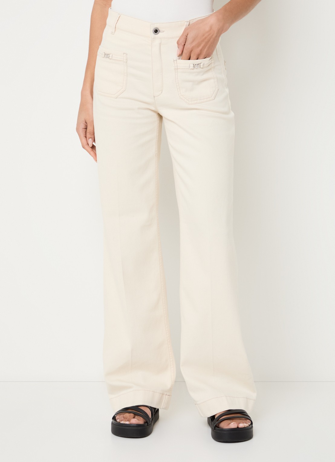 Rosner Studio Audrey high waist straight leg jeans met opgestikte zakken - detail 4 creme