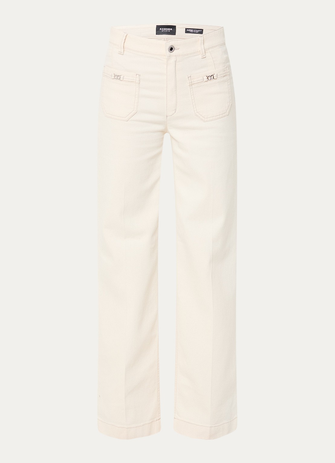 Rosner Studio Audrey high waist straight leg jeans met opgestikte zakken - voorkant 2 creme
