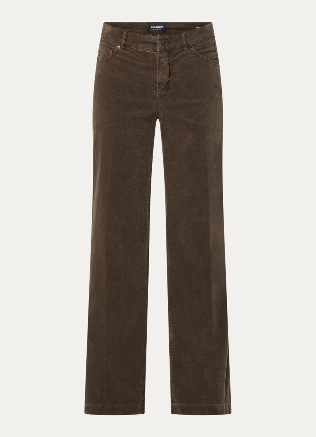 Rosner Studio Audrey high waist wide fit broek van corduroy - voorkant 3 donkerbruin