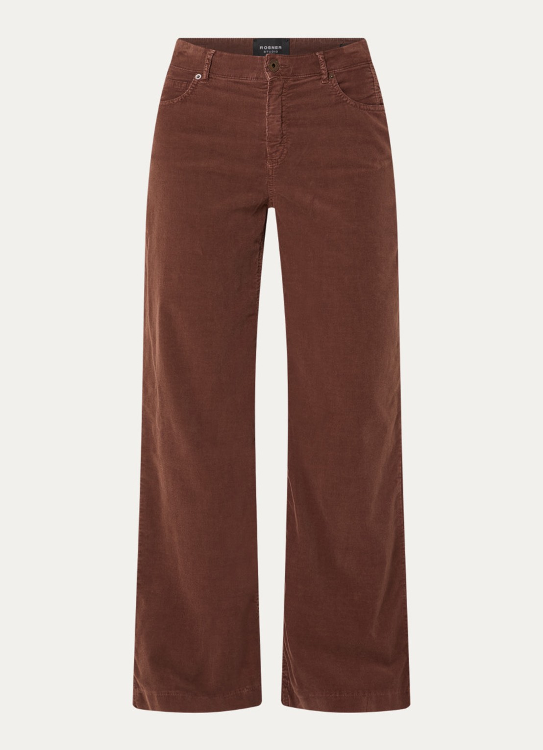 Rosner Studio Audrey high waist wide fit broek van corduroy - voorkant 2 steenrood