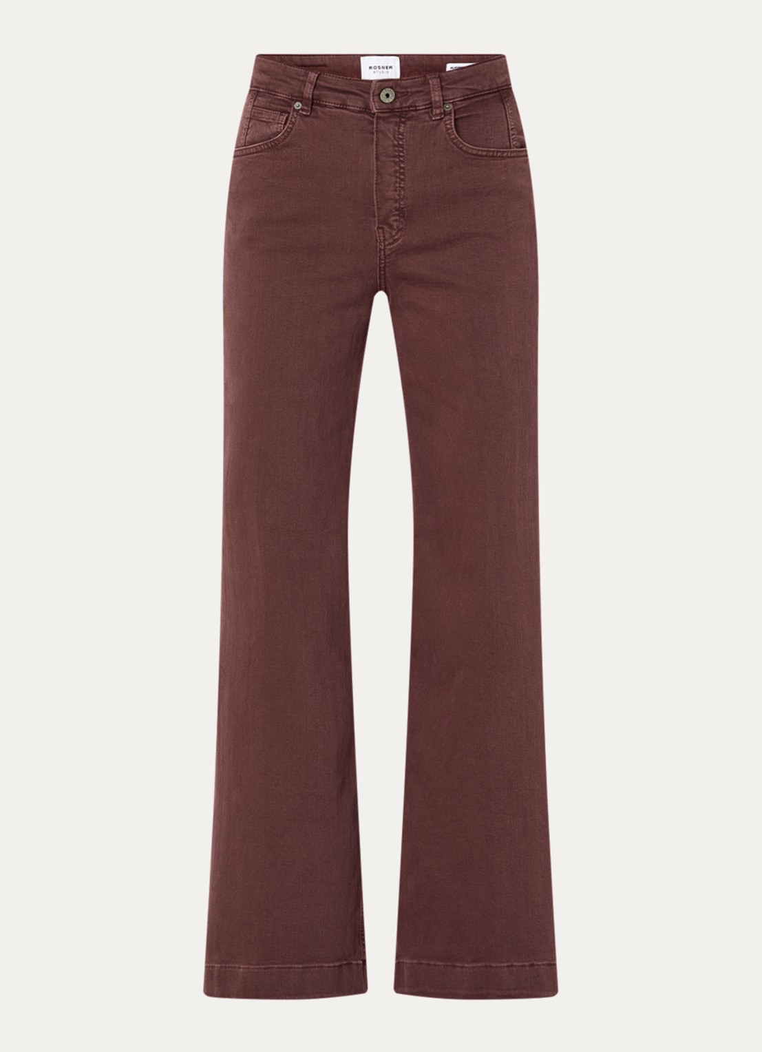 Rosner Studio Audrey high waist wide leg jeans met medium wassing - voorkant donkerrood