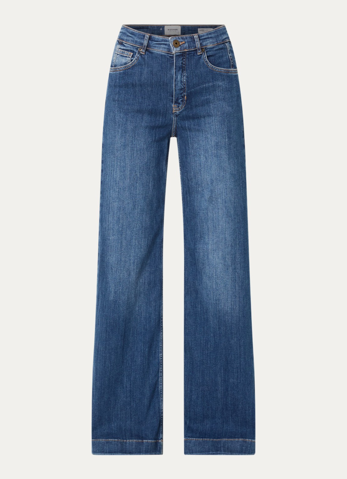 Rosner Studio Audrey high waist wide leg jeans met medium wassing - voorkant indigo