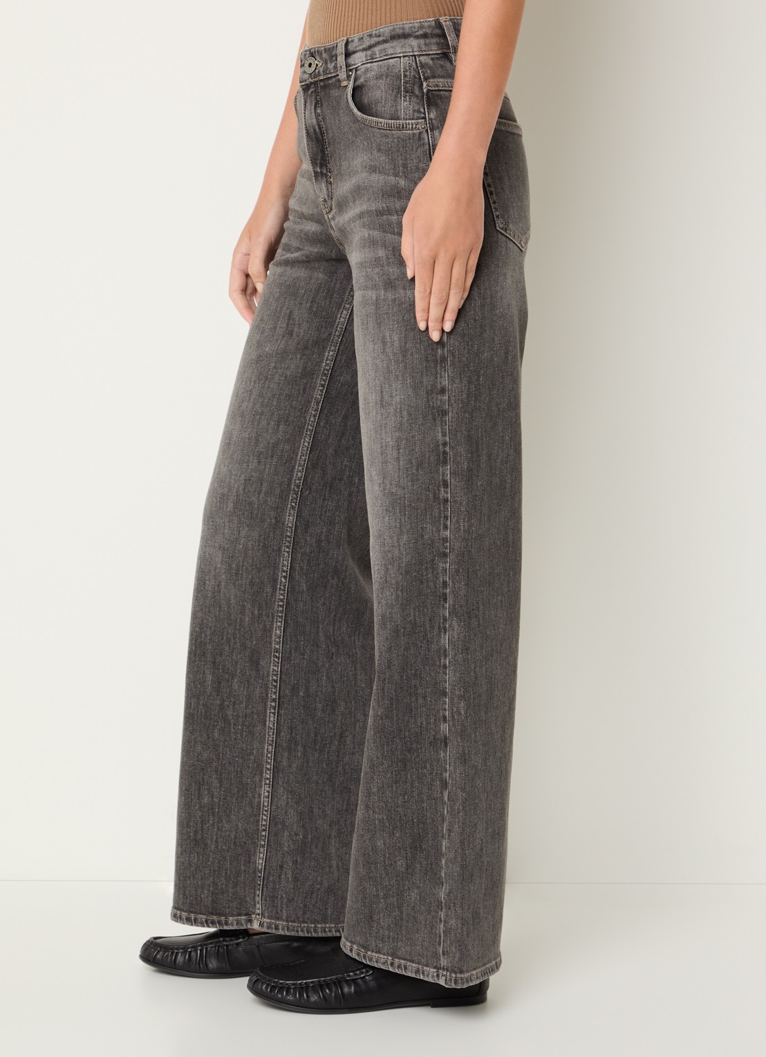 Rosner Studio Audrey mid waist straight leg jeans met gekleurde wassing - detail 4 middengrijs