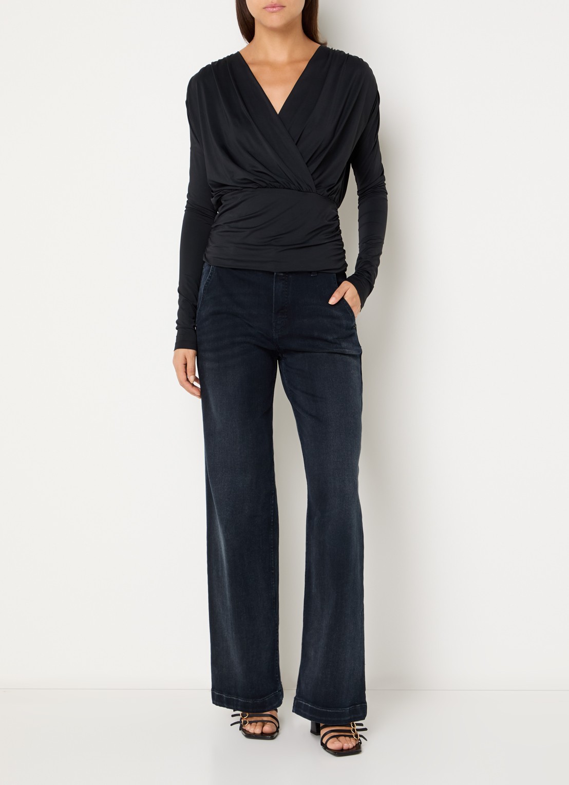 Rosner Studio High waist loose fit jeans met steekzakken - voorkant 2 donkerblauw