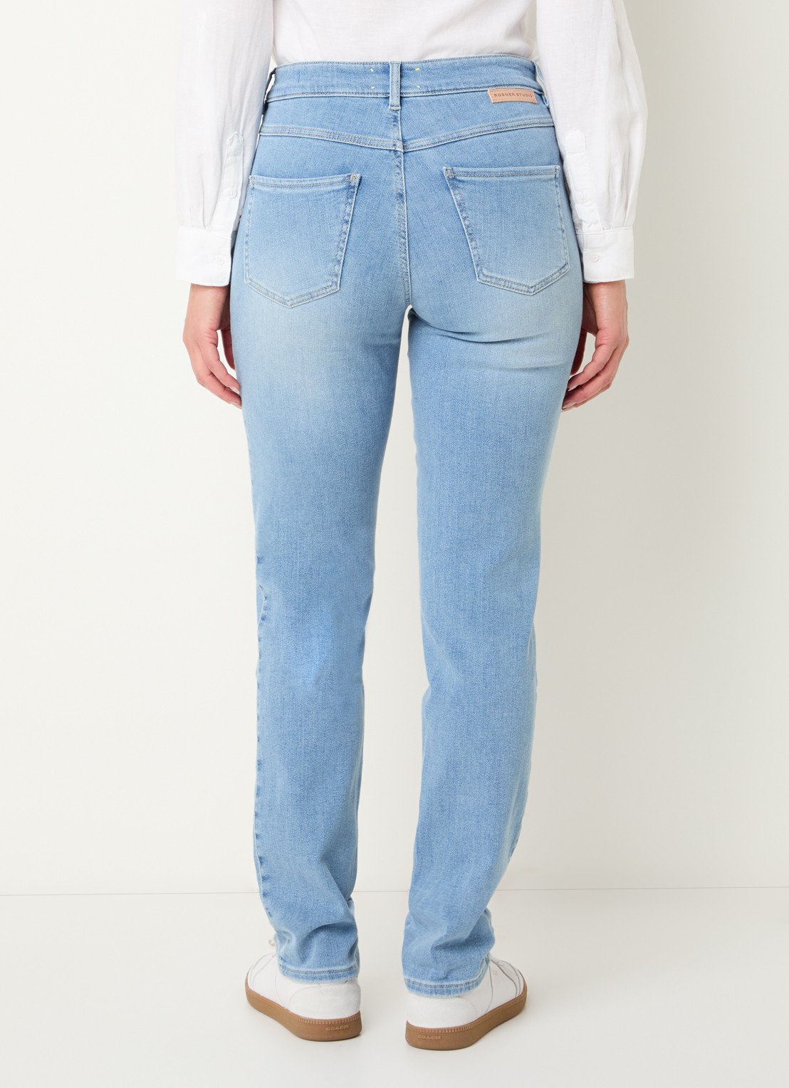 Rosner Studio High waist slim fit jeans met lichte wassing - achterkant 5 indigo