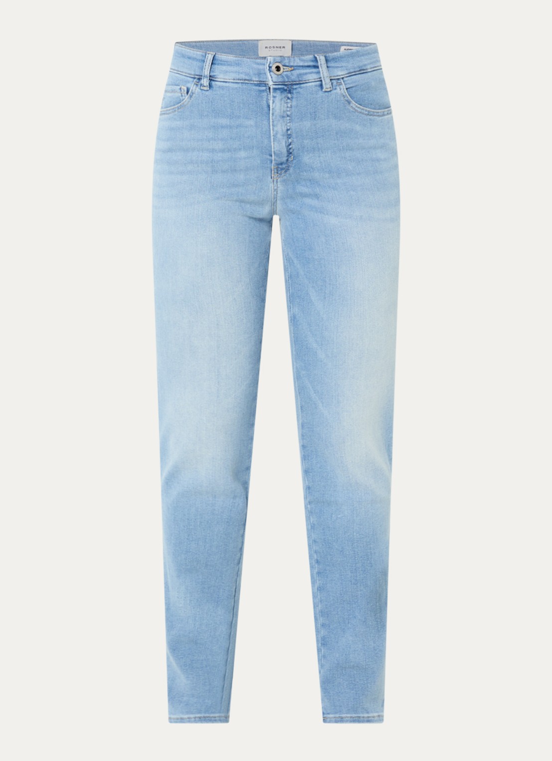 Rosner Studio High waist slim fit jeans met lichte wassing - voorkant indigo