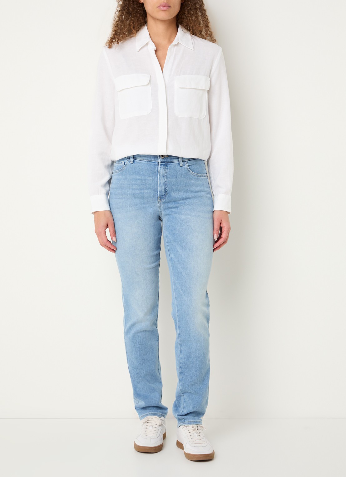Rosner Studio High waist slim fit jeans met lichte wassing - voorkant 2 indigo