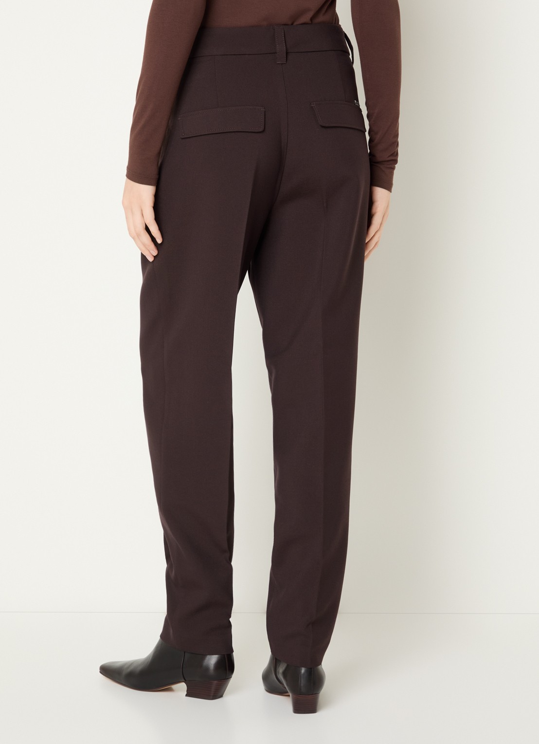 Rosner Studio High waist slim fit pantalon met steekzakken - achterkant 2 donkerbruin