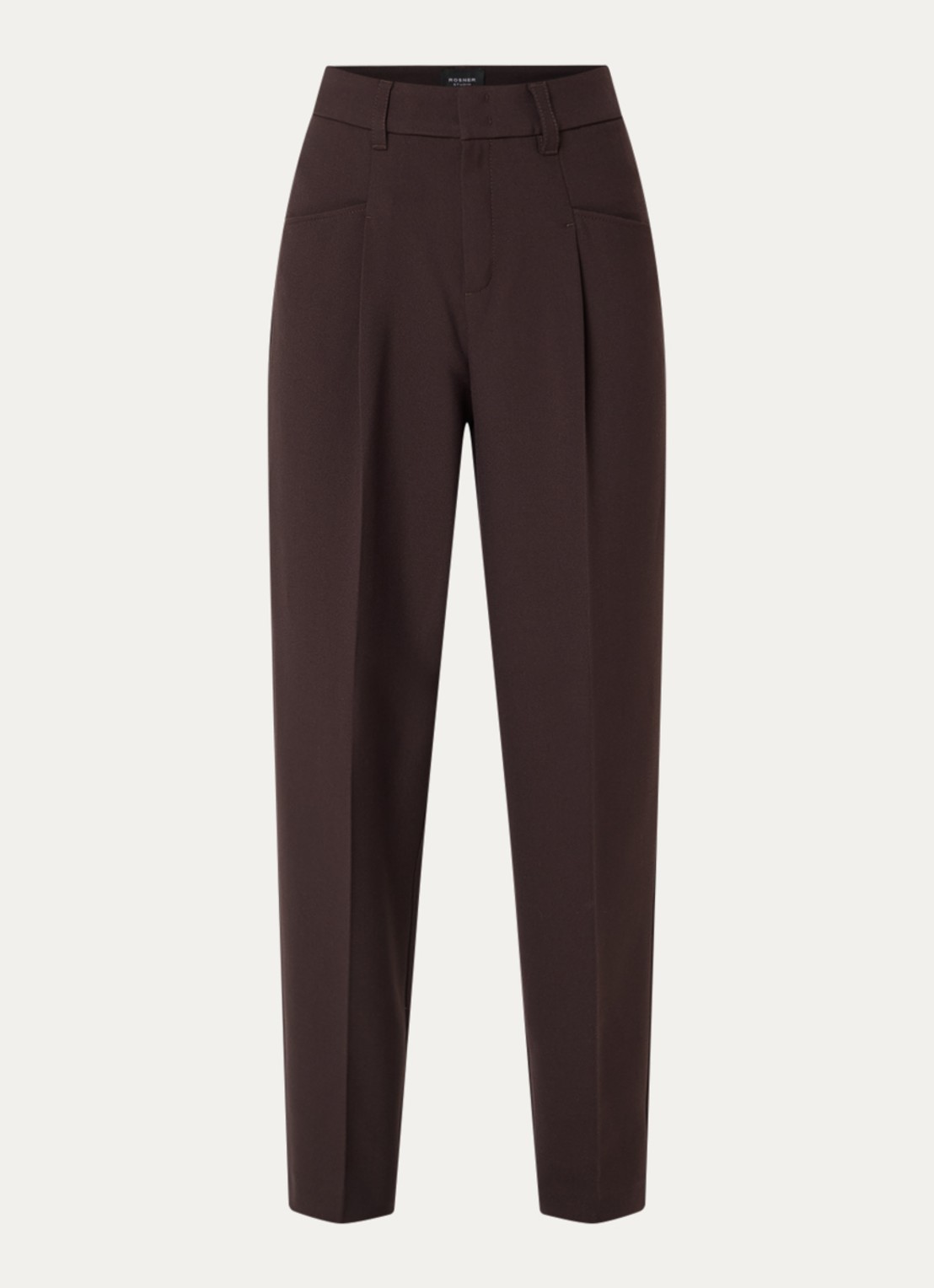 Rosner Studio High waist slim fit pantalon met steekzakken - voorkant 3 donkerbruin