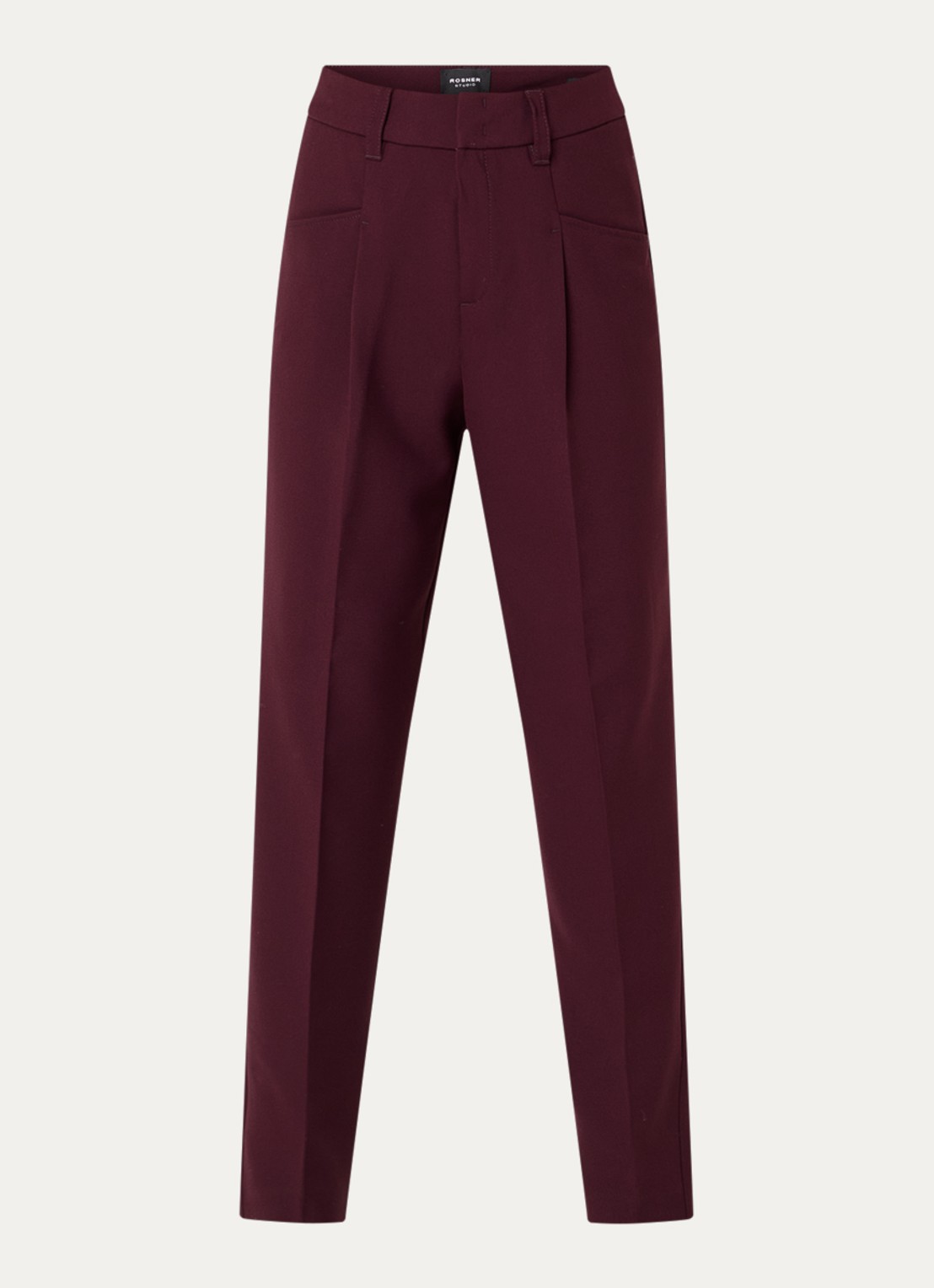 Rosner Studio High waist slim fit pantalon met steekzakken - voorkant 3 aubergine