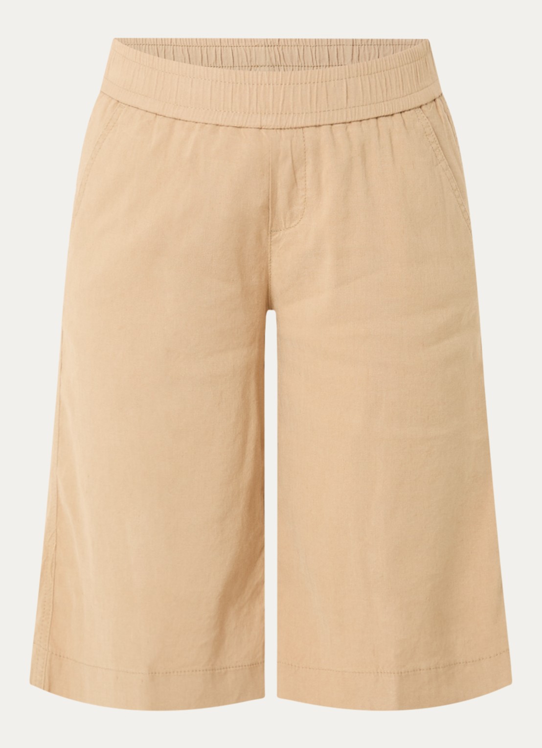 Rosner Studio High waist straight fit korte broek in linnenblend - voorkant 3 camel